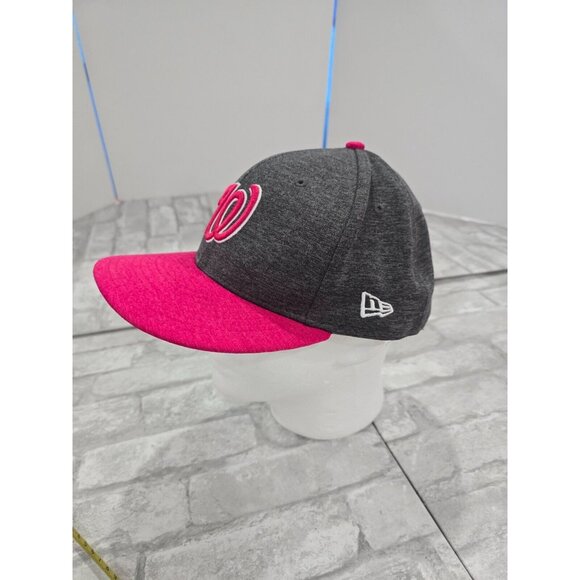 WASHINGTON NATIONALS Pink & Black New Era 7 5/8 Fitted Hat, Baseball Cap - Picture 3 of 10